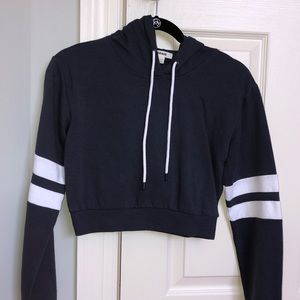 Blue hoodie cropped top